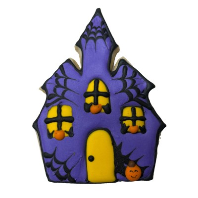 AJB-1293 : Halloween Haunted House Frosted Cutout Sugar Cookie at A & J's Texas Bakehouse