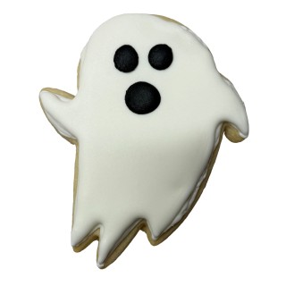 White Halloween Boo Ghost Frosted Cutout Sugar Cookie
