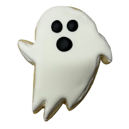 White Halloween Boo Ghost Frosted Cutout Sugar Cookie