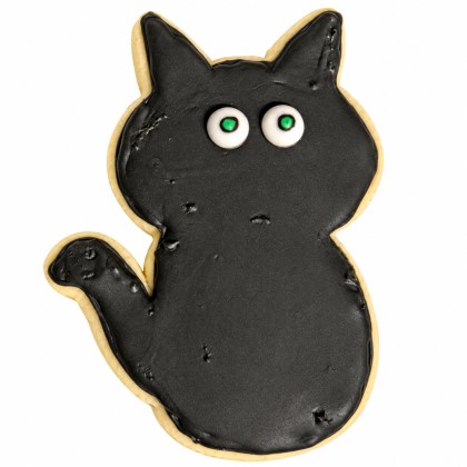 Black Cat Halloween Frosted Cutout Sugar Cookie