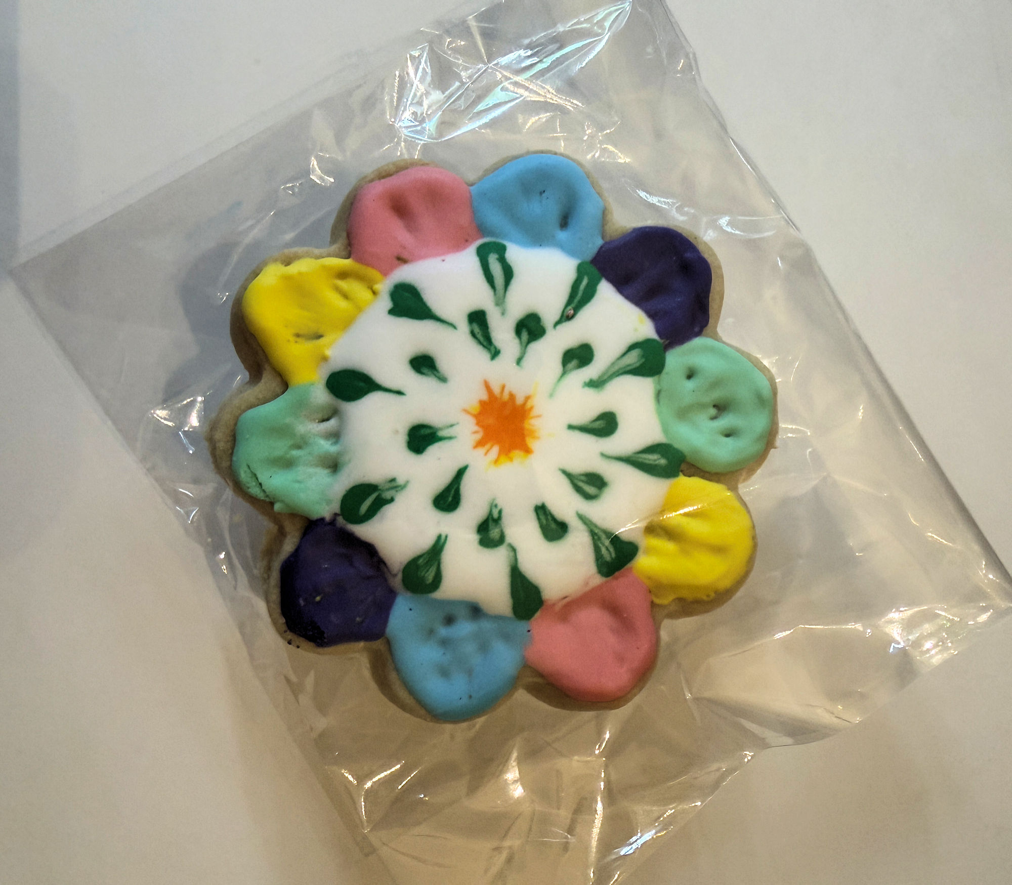 Multicolor Spring Flower Frosted Cutout Sugar Cookie