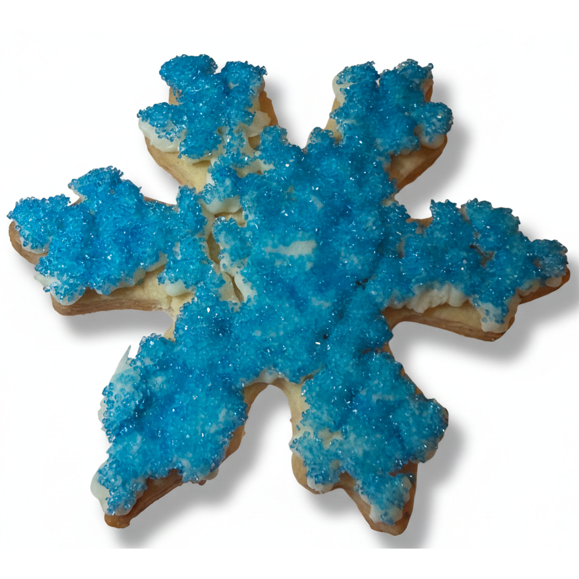 Blue Sparkly Snowflake Frosted Cutout Sugar Cookie