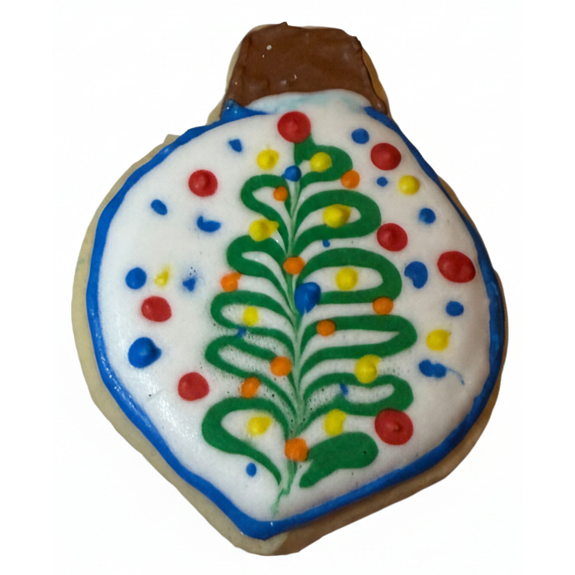 Colorful Christmas Tree Ornament Frosted Cutout Sugar Cookie