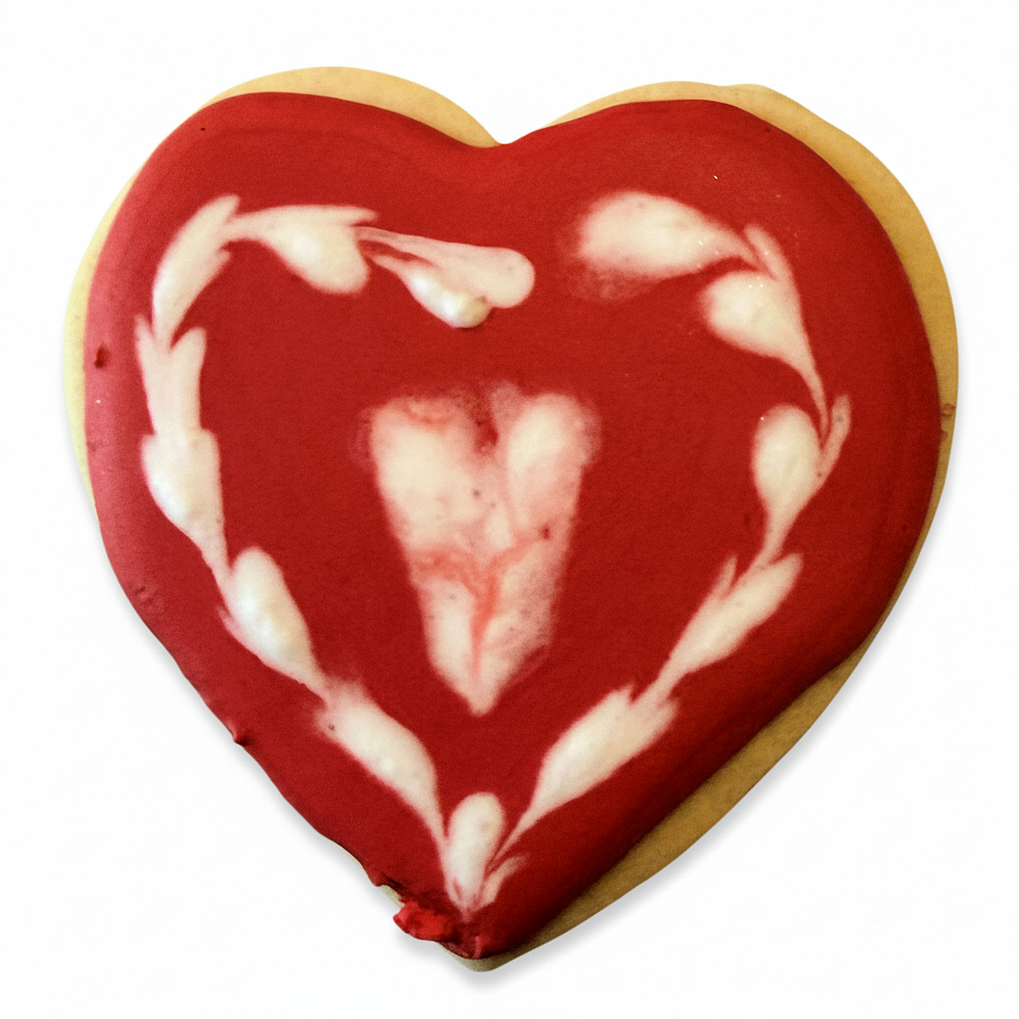 Red and White Heart Valentine Frosted Sugar Cookie Cutout