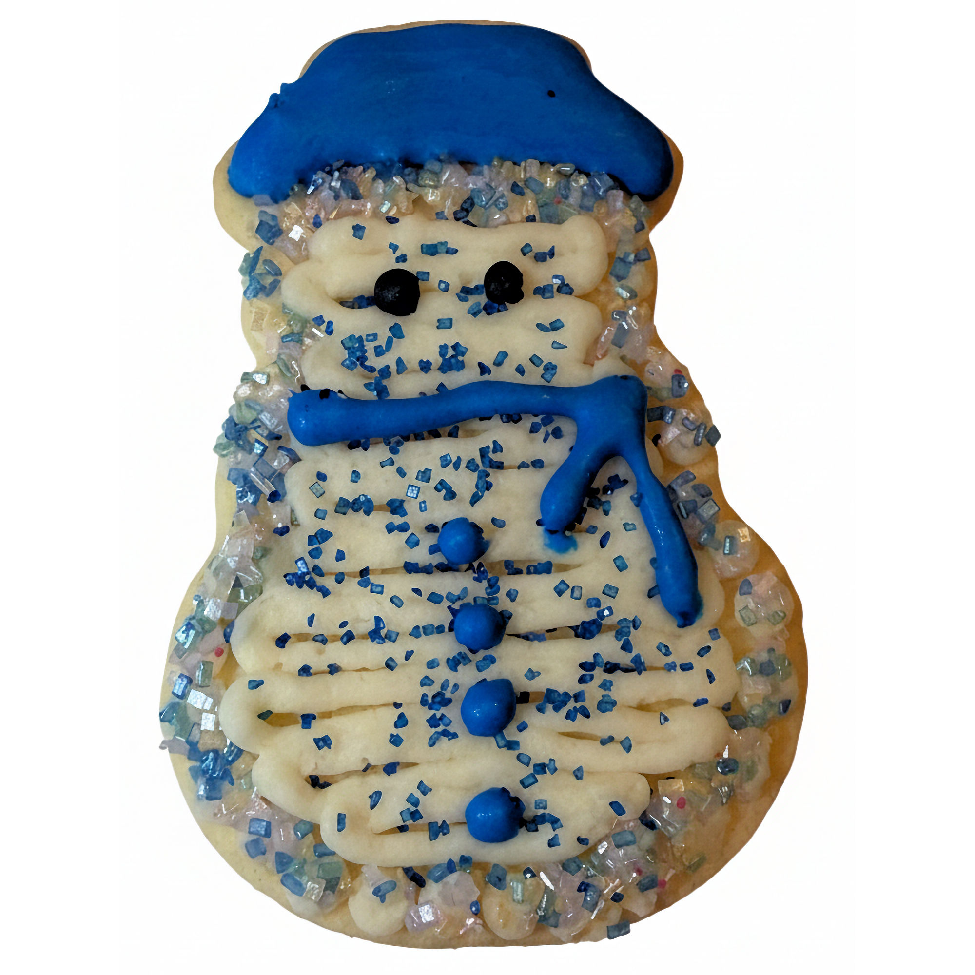 Blue Outfit Christmas Snowman Frosted Cutout Sugar Cookie