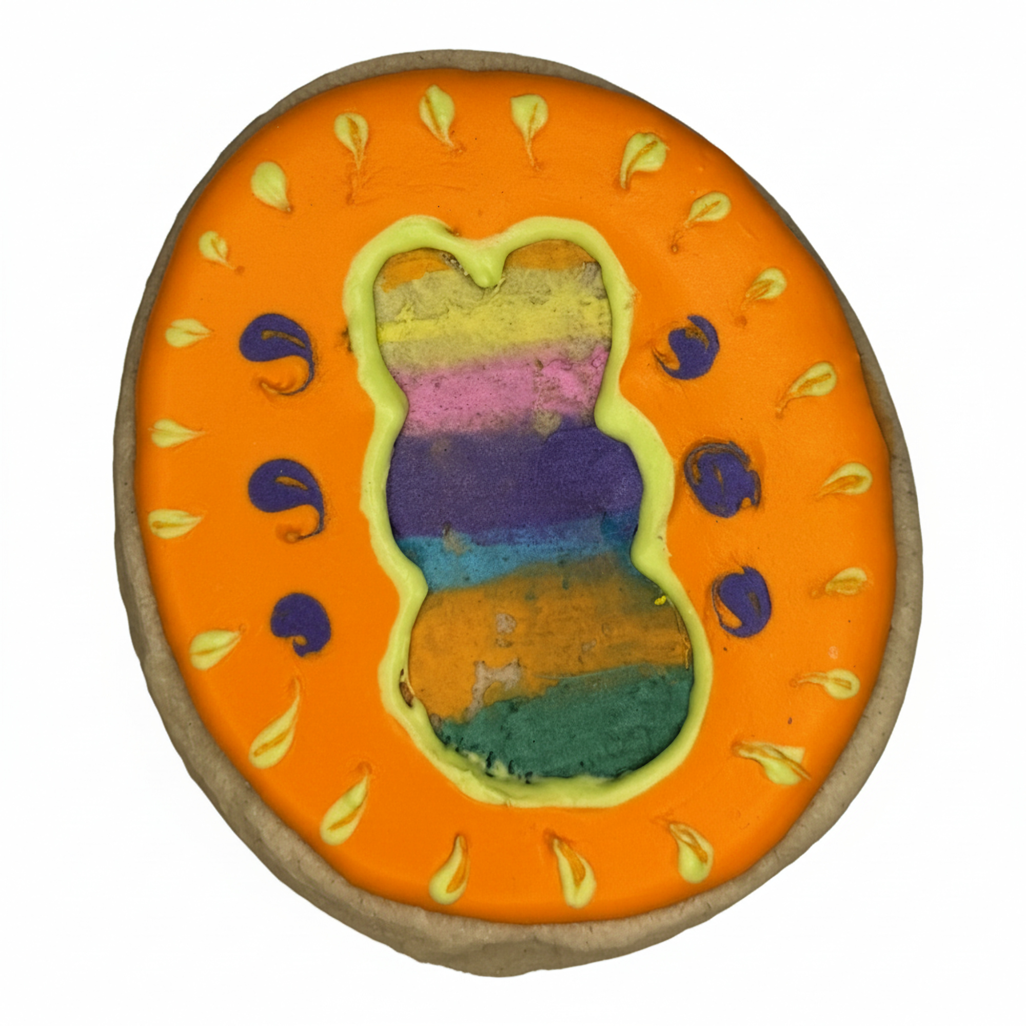 Orange Egg-scape Bunny Frosted Cutout Sugar Cookie