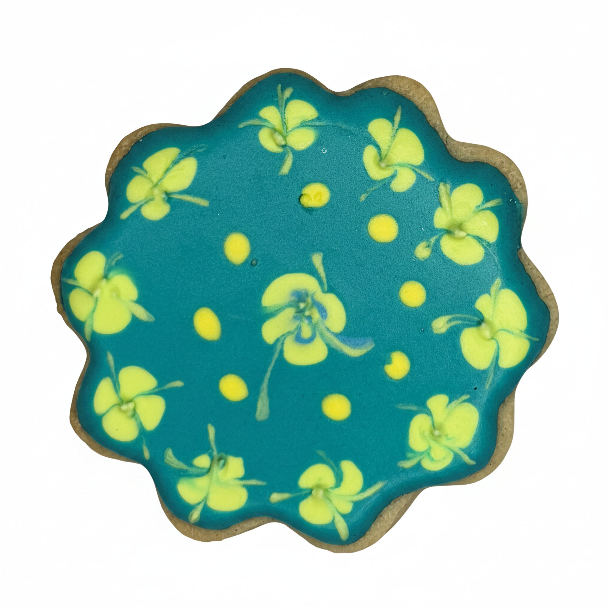 Emerald Garden Blossom Frosted Cutout Sugar Cookie