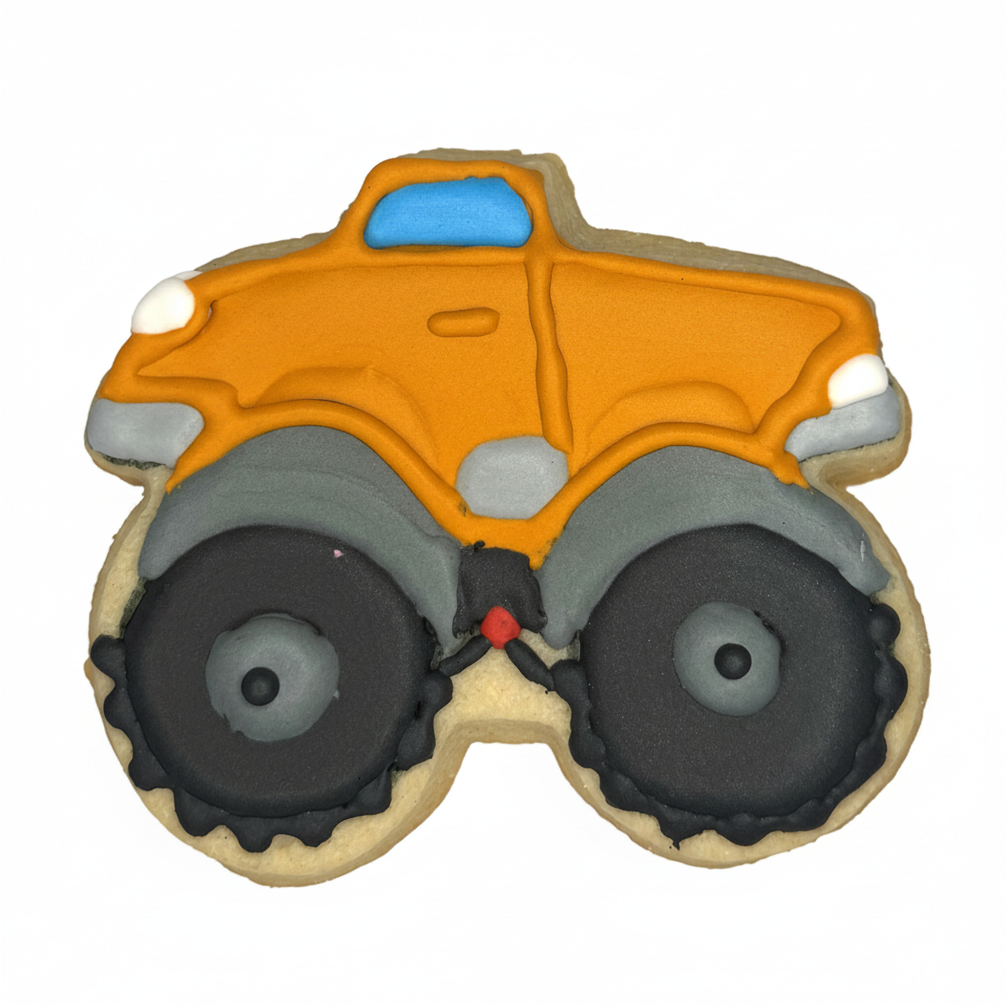 Orange Monster Truck Frosted Cutout Sugar Cookie