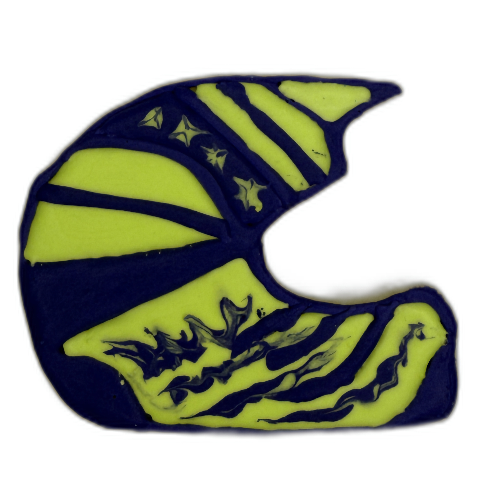 Racing Helmet Purple & Neon Green Frosted Cutout Sugar Cookie