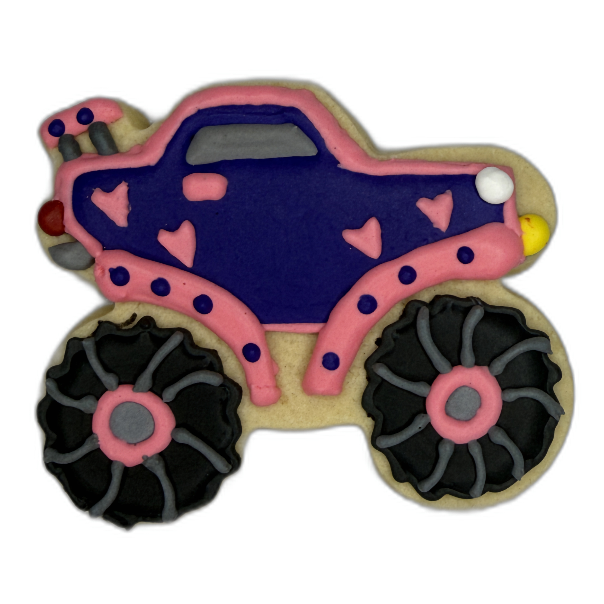 Purple & Pink Monster Truck Frosted Cutout Sugar Cookie