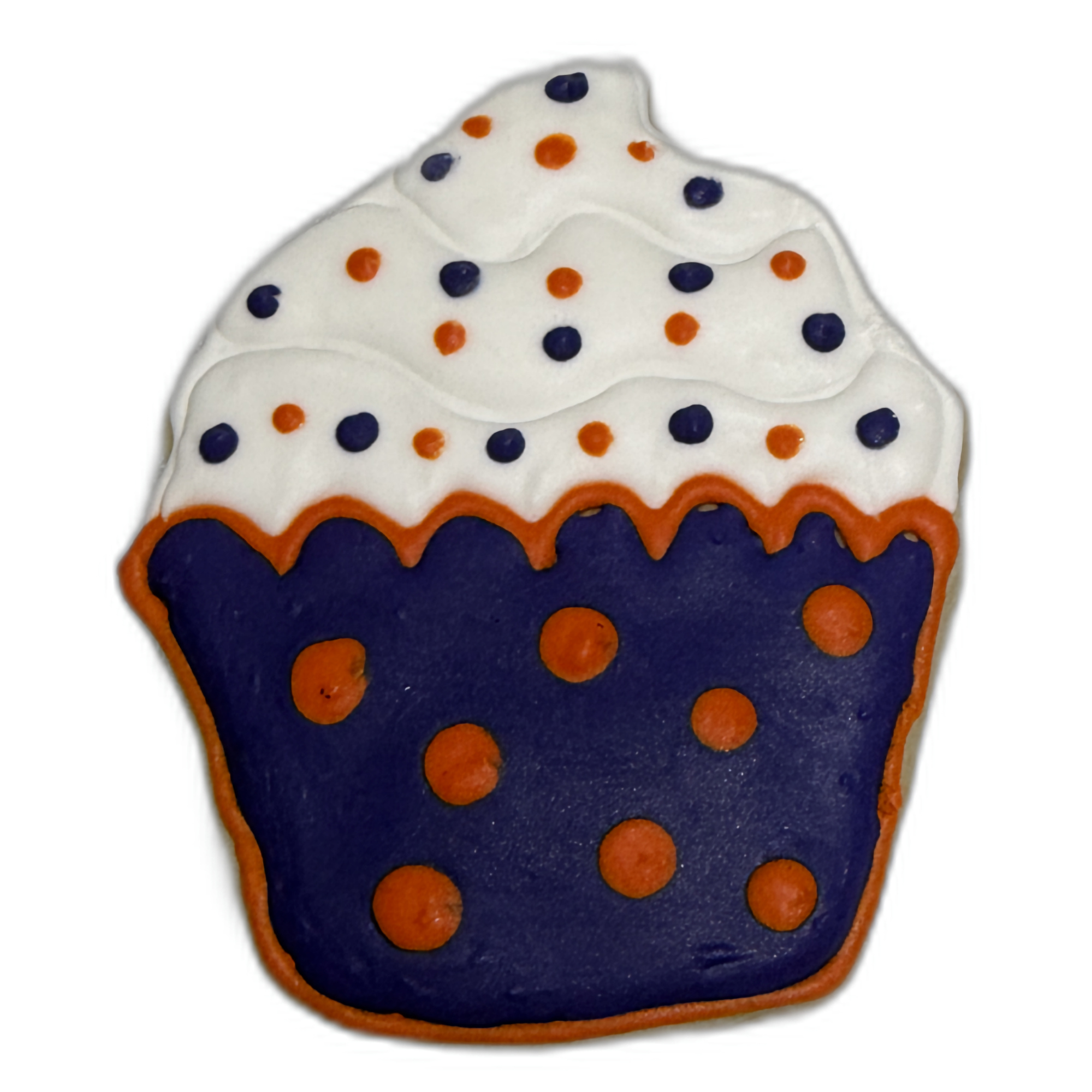 Purple with Orange Polka Dots Birthday Cupcake Frosted Cutout Sugar Cookie