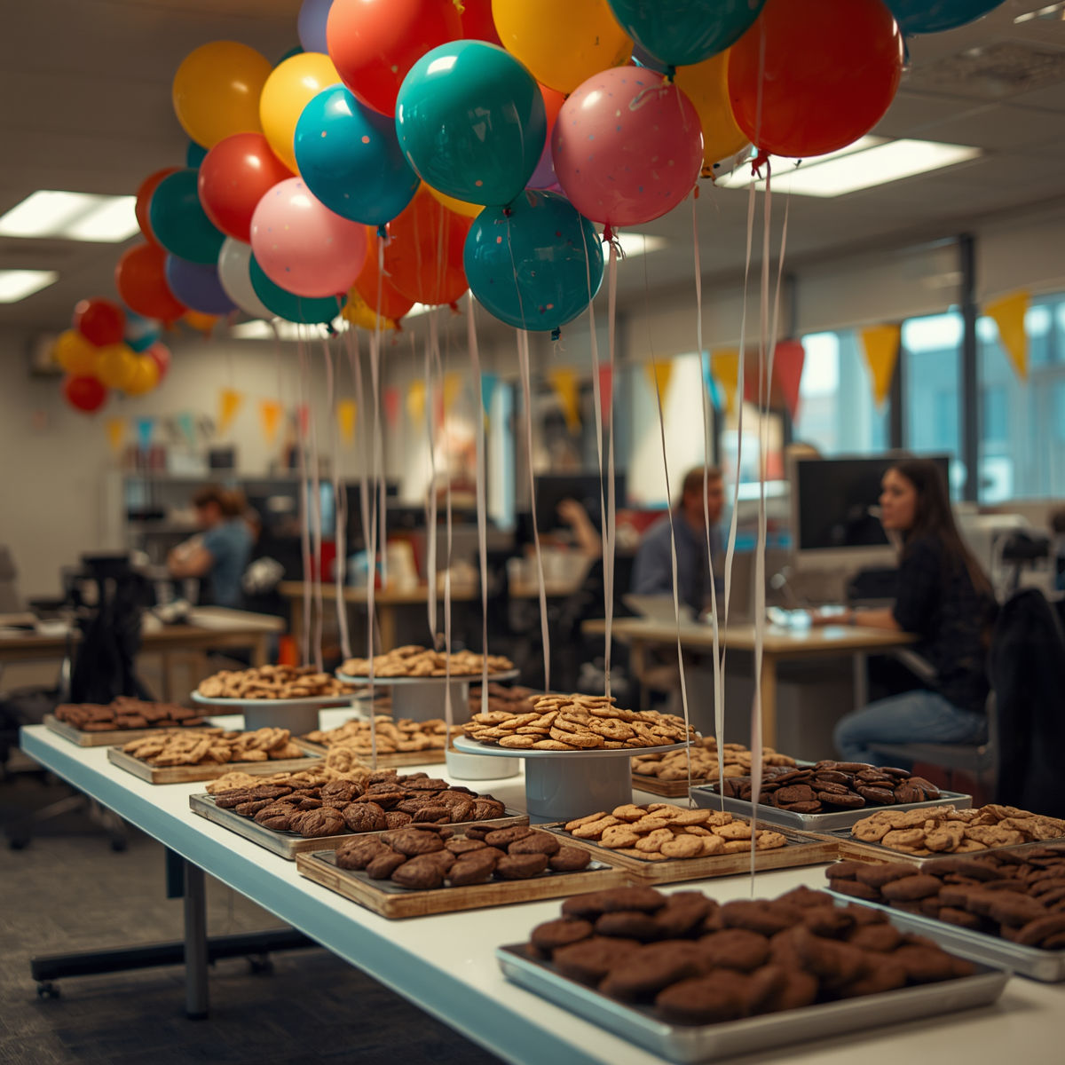 Office party with bakery treats
